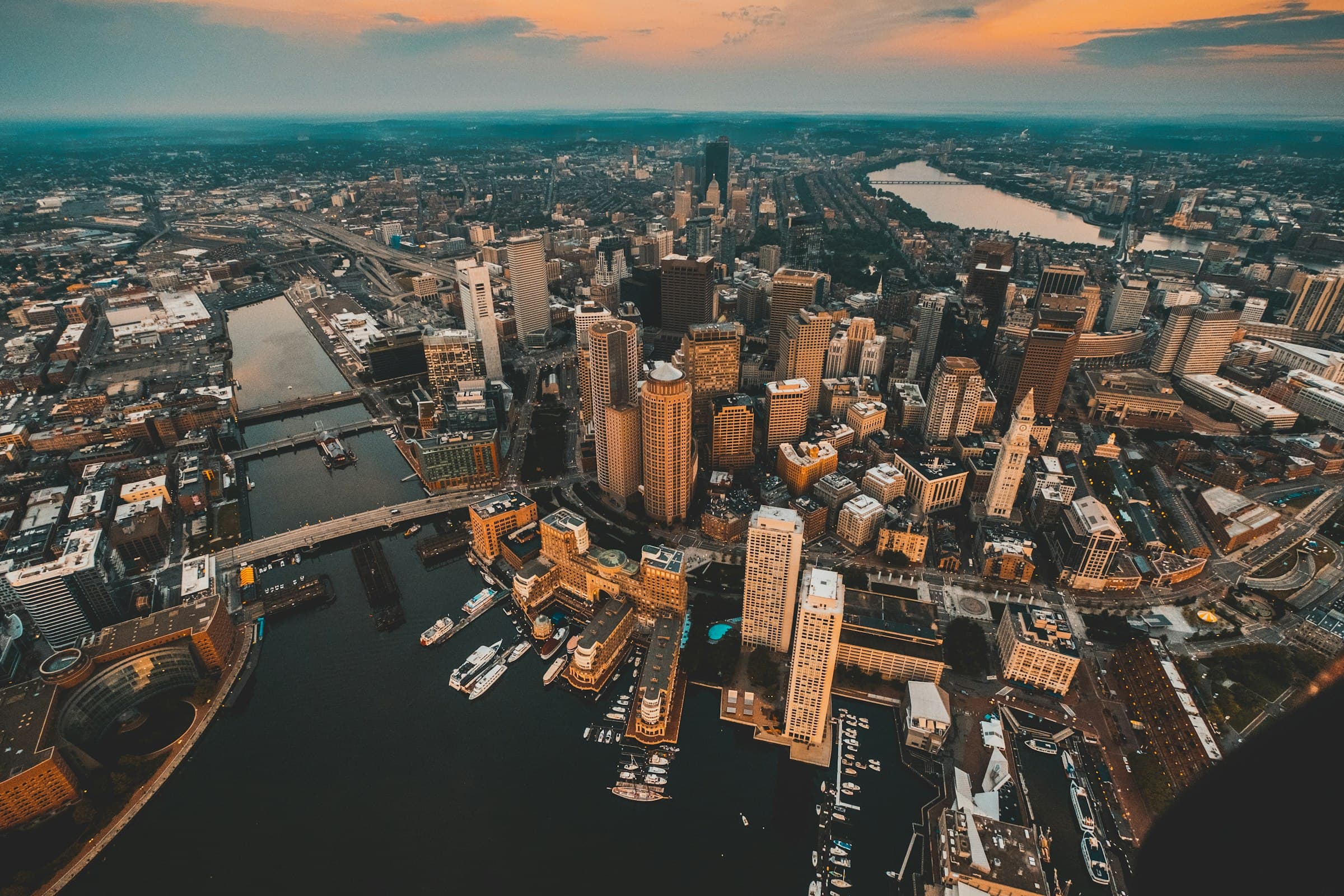 Boston skyline at dusk